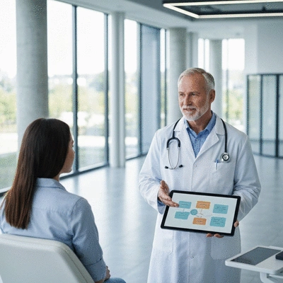 Healthcare professional consulting with a patient, demonstrating health services