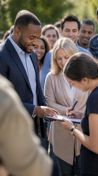 Candidate gathering signatures for ballot access