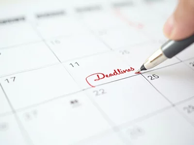 Calendar with highlighted election deadlines for Rhode Island