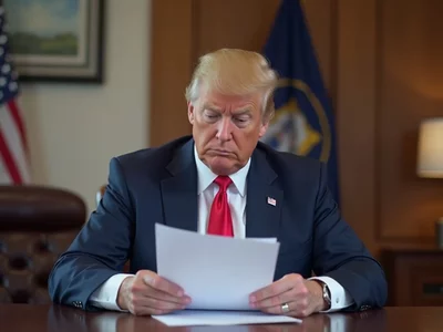 Candidate reviewing election documents with Virginia state flag in background