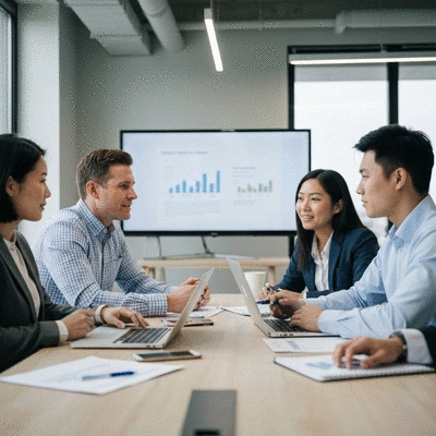 Group of diverse professionals collaborating around a table, symbolizing ethical fundraising practices and transparent communication