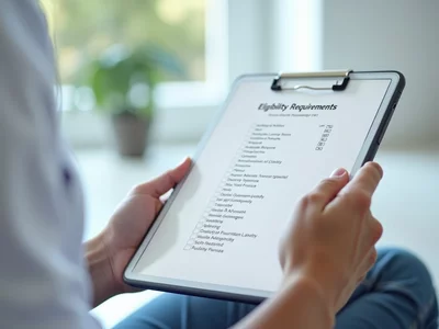 Person reviewing eligibility requirements on a tablet with a checklist