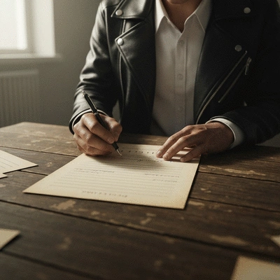 Close-up of a hand signing a petition document with a pen