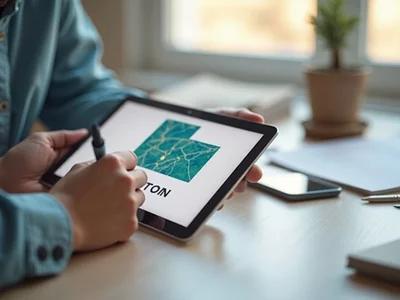 Person studying election rules on a tablet, with a stylized map of Utah in the background