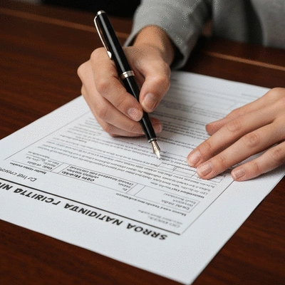 Person filling out official Florida candidate forms