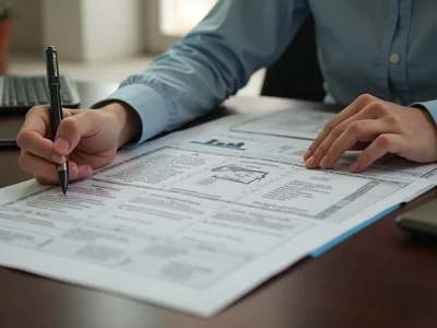 Person reviewing election documents with a North Dakota map in the background